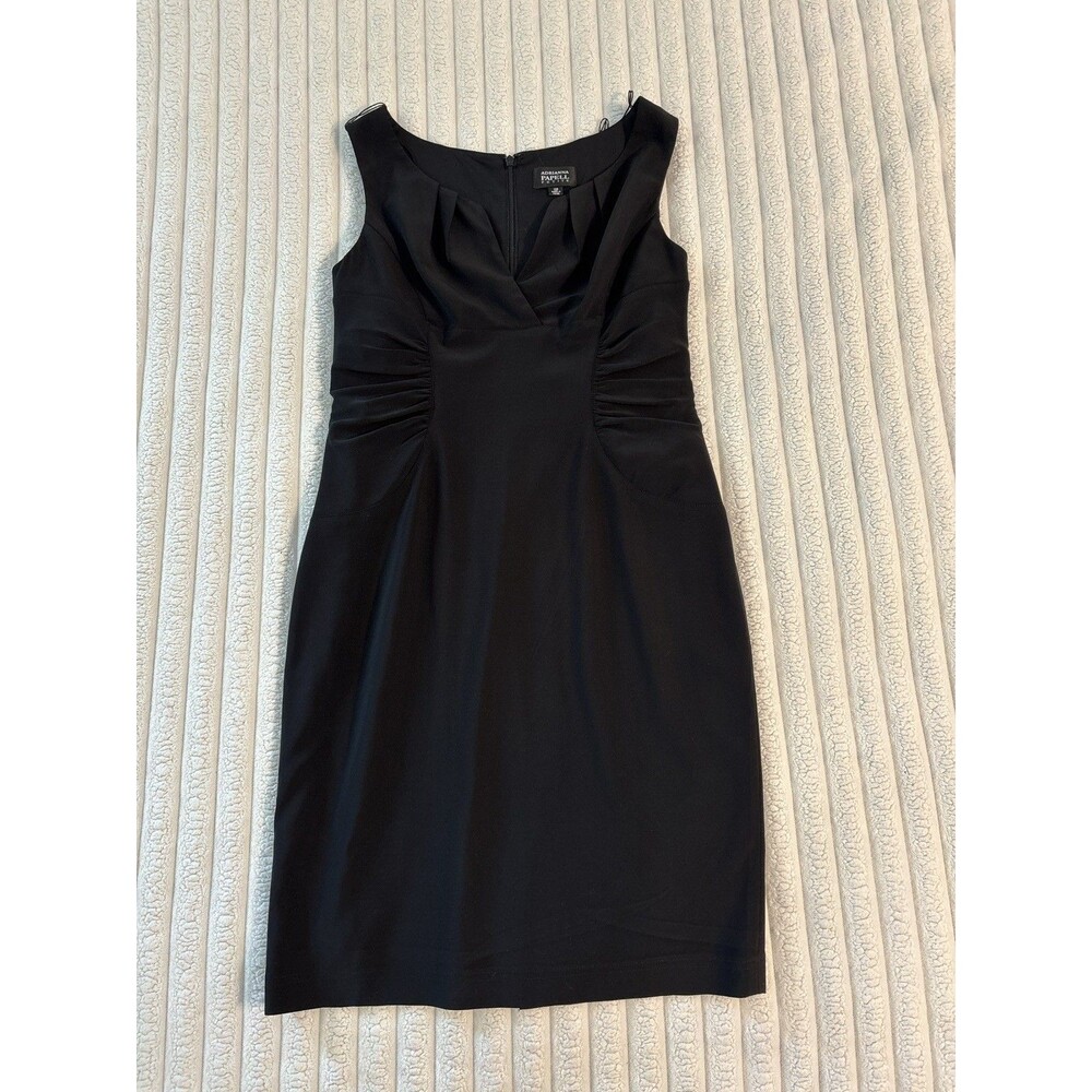 Adrianna Papell Knee Length Sheath Ruched little black dress women’s 10p LBD